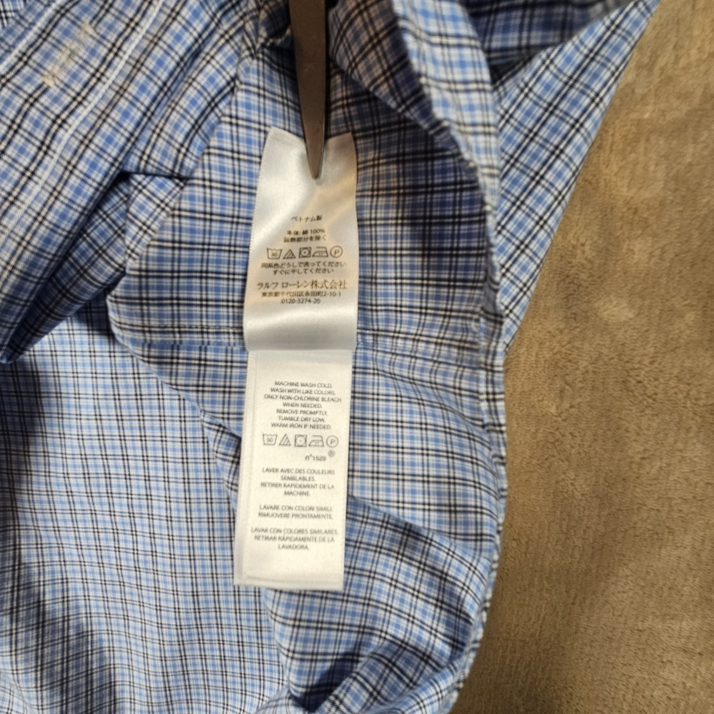 Ralph Lauren Mens XXL Classic Fit Blue Micro Check Cotton Button‎ Down Shirt - Picture 13 of 16
